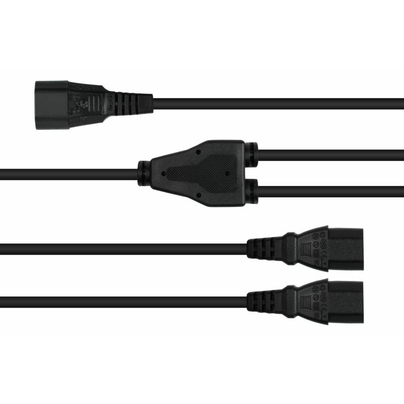 kabelmeister Y-Kaltgeräteverlängerung C14- 2xC13 schw. 2m