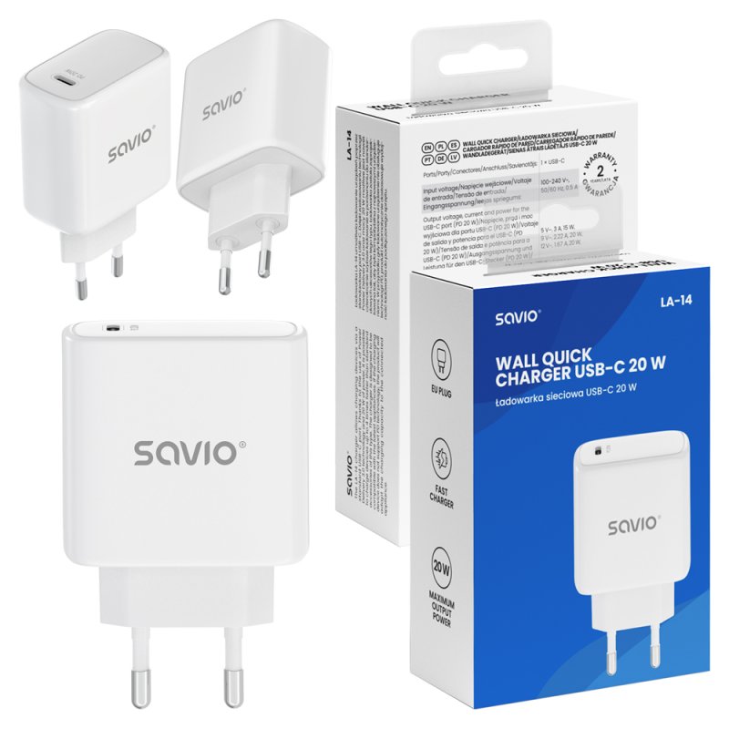 Savio LA-14 chargeur d'appareils mobiles Universel Blanc Secteur Extérieure