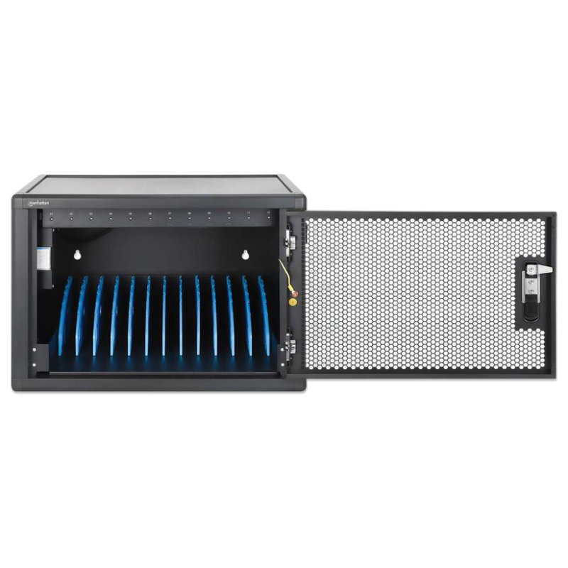 Manhattan Laptop Charging Cabinet Desktop (or trolley) via USB-C 65W 16" 12-bay, Suitable for USB-C laptops (to 16"),