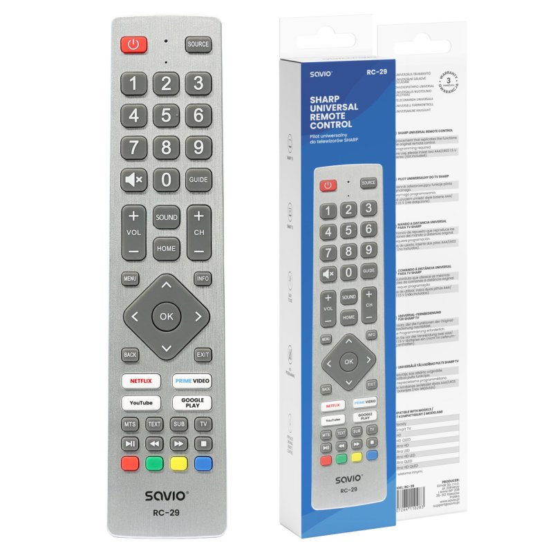 Savio RC-29 télécommande IR Wireless TV Appuyez sur les boutons