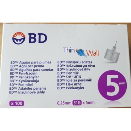 100 Pieces Bd Pen Needles 5mm New Original Packaging Mhd 2024 Pzn 12339258