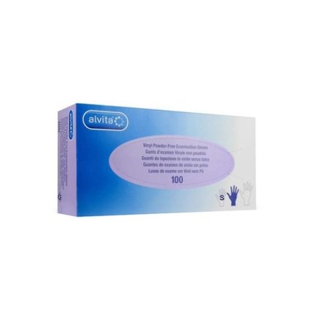 Alvita Powder-Free Vinyl Gloves Size Small 100 Count