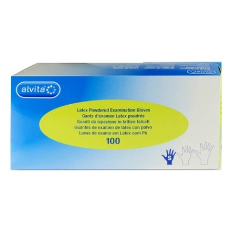 Alvita Disposable Latex Gloves Size Small 6-6.5 - Pack of 100