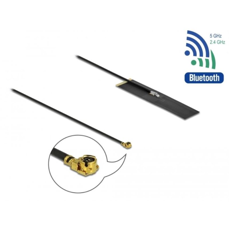 DELOCK Dualband WLAN ac/ax/a/b/g/n Antenne MHF I Stecker 1.7 - 4.7 dBi PIFA FPC omnidirektional