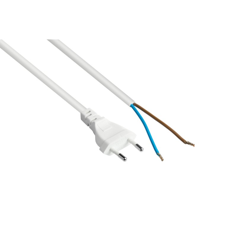 kabelmeister Euro-Netzkabel an open end weiß 3 m