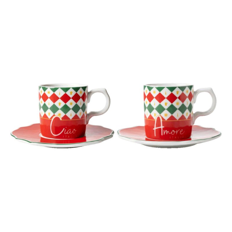 Set 2 Tassen inkl. Untertassen Tricolore