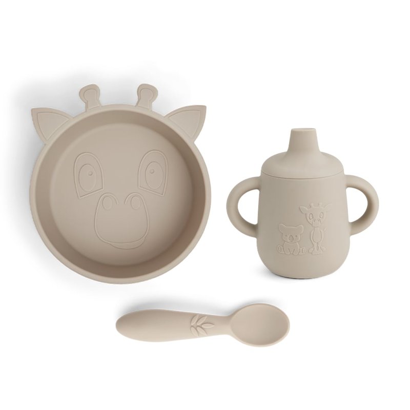 Nuuroo - Elias silicone dinner set 3-pack - Cobblestone