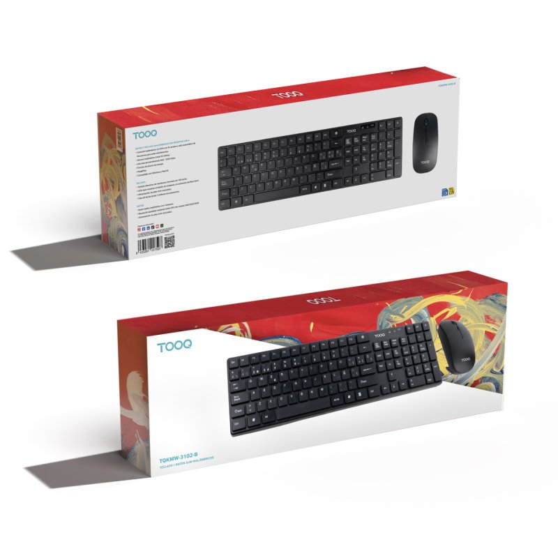 TooQ TQKMW-3102-B clavier Souris incluse Universel RF sans fil Noir