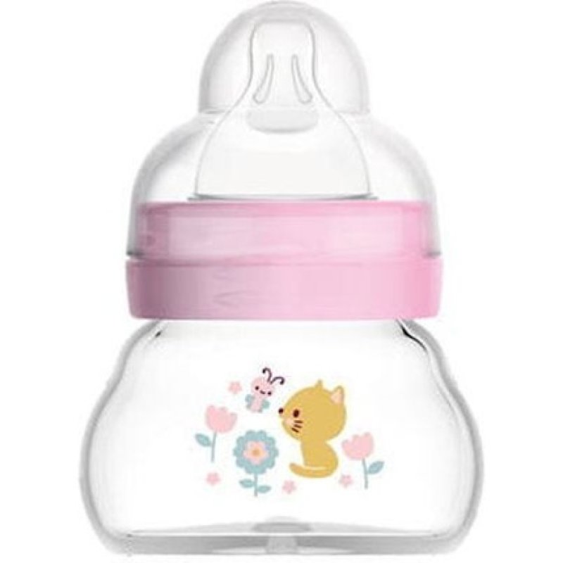 Mam Feel Good Glass Baby Bottle With Silicone Nipple For Girls 0 Months 90ml