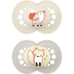 Mam Orthodontic Silicone Pacifiers Day Night 16 Months Unisex - 2 Pieces