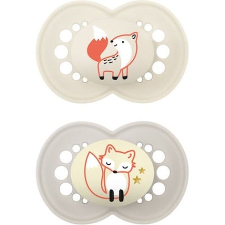 Mam Orthodontic Silicone Pacifiers Day Night 16 Months Unisex - 2 Pieces