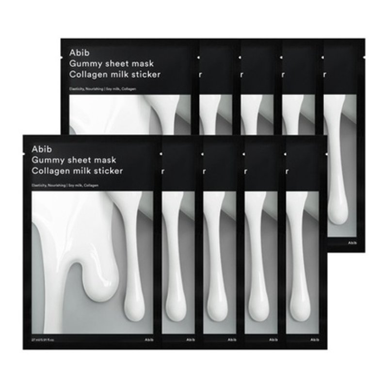 Abib Gum Sheet Mask Collagen Milk Sticker 1 Box 27ml X 10 Pieces