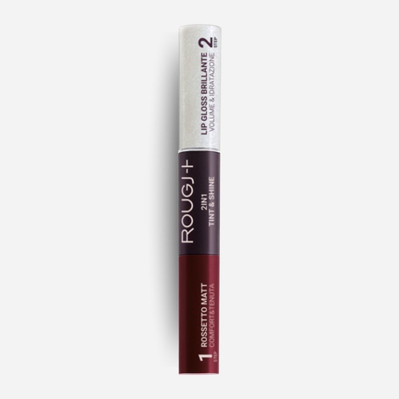 Rougj 2 in 1 Thin & Shine Liquid Lipstick and Moisturizing Volumizing Lip Gloss 05 Burgundy