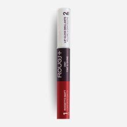 Rougj 2 in 1 Thin & Shine Long-Lasting Liquid Lipstick and Volumizing Hydrating Lip Gloss Color 03 Red