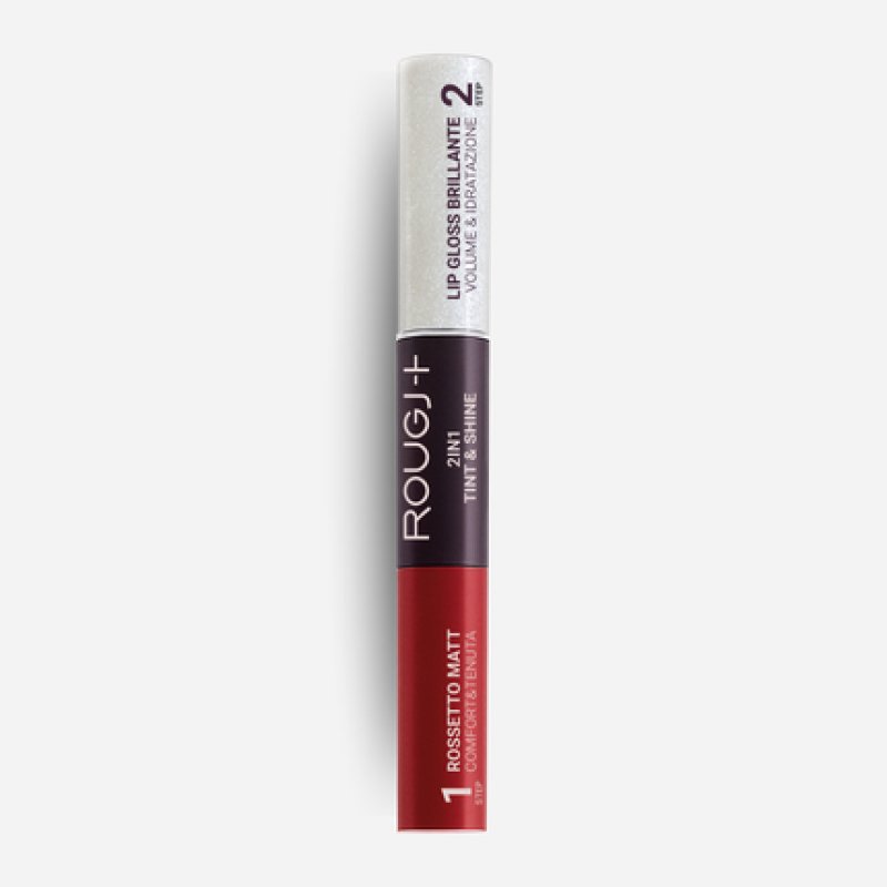 Rougj 2 in 1 Thin & Shine Long-Lasting Liquid Lipstick and Volumizing Hydrating Lip Gloss Color 03 Red