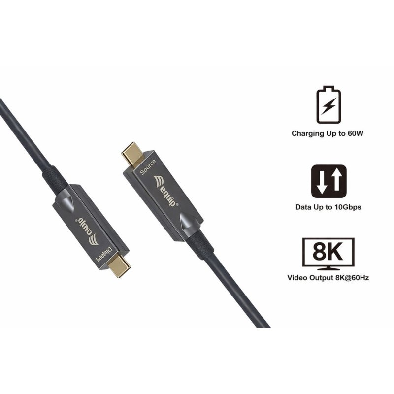 Equip 119467 câble USB USB 3.2 Gen 2 (3.1 Gen 2) 7,5 m USB C 10 Gbit/s 60 W Noir