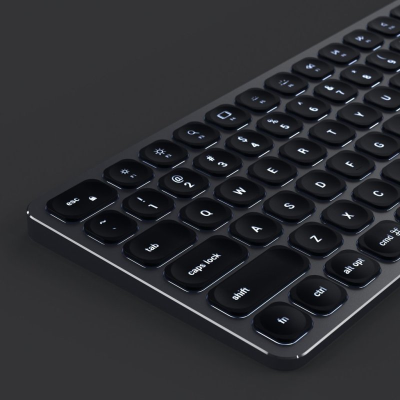 Satechi Aluminium BT Backlit Tastatur, Space Grau, Bluetooth, Deutsch, ST-ACBKM-DE