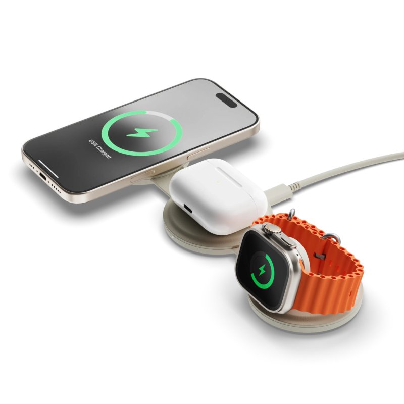 OntheGo Wireless Charger mit QI2, Sand, 3 in 1, 15W, ST-QTG31W