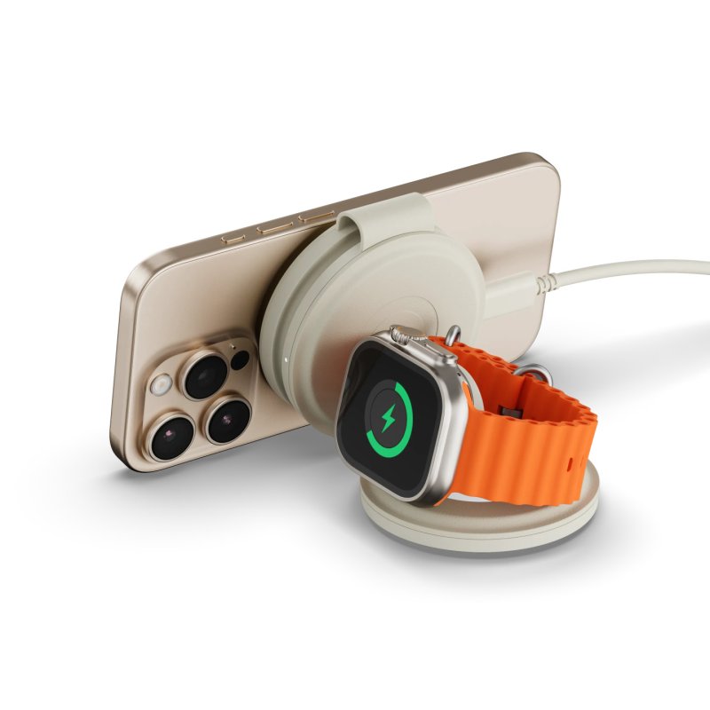 OntheGo Wireless Charger mit QI2, Sand, 3 in 1, 15W, ST-QTG31W
