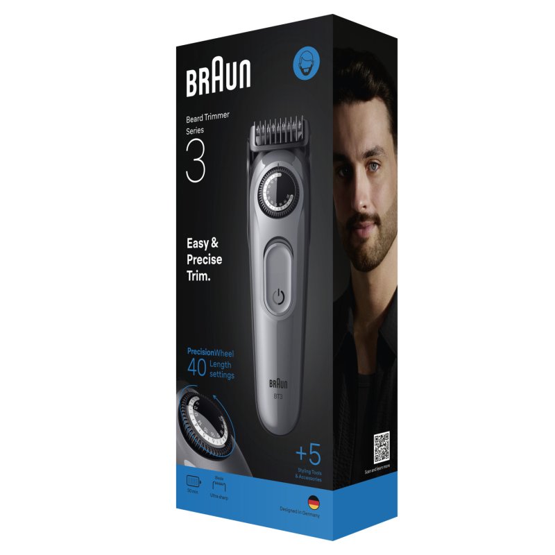Braun BeardTrimmer 3 80789789 tondeuse à barbe AC/Batterie 20 2 cm Noir