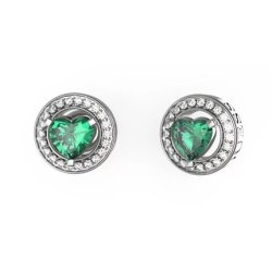 Guess Romantic Steel Earrings With Green Zircons