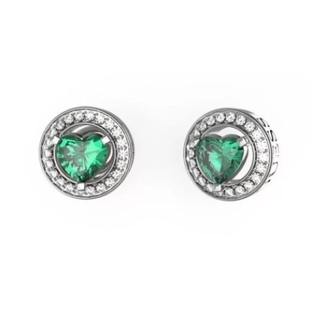 Guess Romantic Steel Earrings With Green Zircons