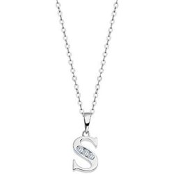 Lotus Silver Necklace with Letter S LP3054-1/S