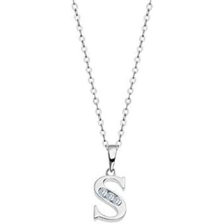 Lotus Silver Necklace with Letter S LP3054-1/S
