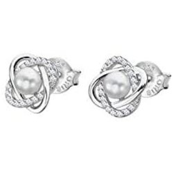 Lotus Silver Lp3094-4/1 Ladies Earrings From The Pearls Collection In Silver