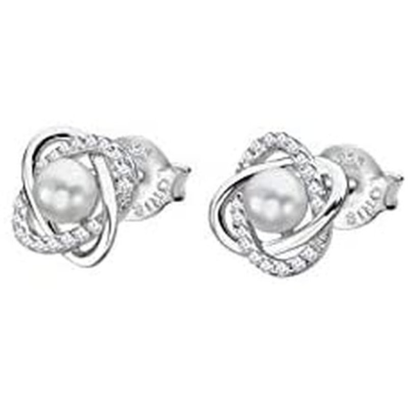 Lotus Silver Lp3094-4/1 Ladies Earrings From The Pearls Collection In Silver