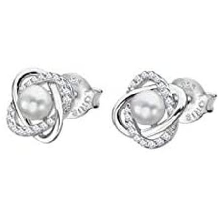 Lotus Silver Lp3094-4/1 Ladies Earrings From The Pearls Collection In Silver