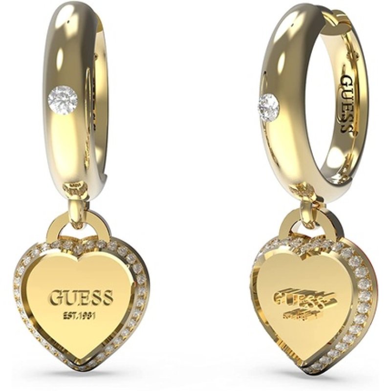 Guess Fine Heart Hoop Earrings Jube01426jwrht-U/Jube01426jwygt-U Multicoloured