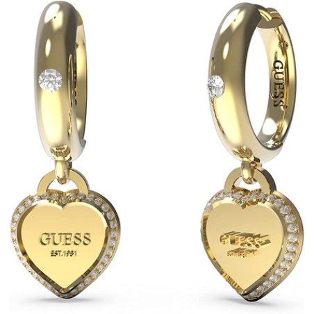 Guess Fine Heart Hoop Earrings Jube01426jwrht-U/Jube01426jwygt-U Multicoloured