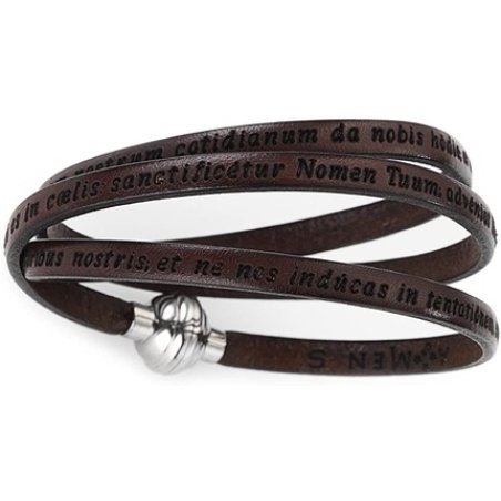 Amen Classic Collection Leather Bracelet – Brown Color – Size 57 Padre