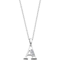Lotus Silver Necklace with Letter A LP3054-1/A