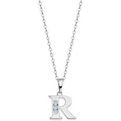 Lotus Silver Necklace with Letter R LP3054-1/R