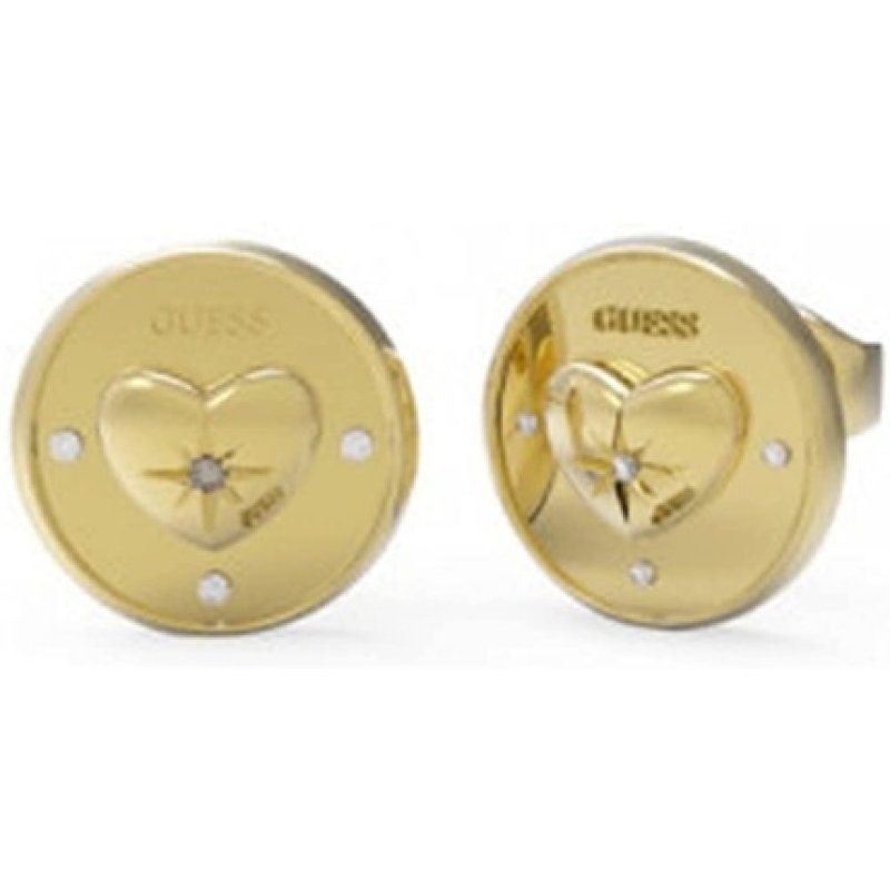 Guess Ms. Talismania Earrings Jube01446jwygt-U Gold Stainless Steel 12 Mm. Round