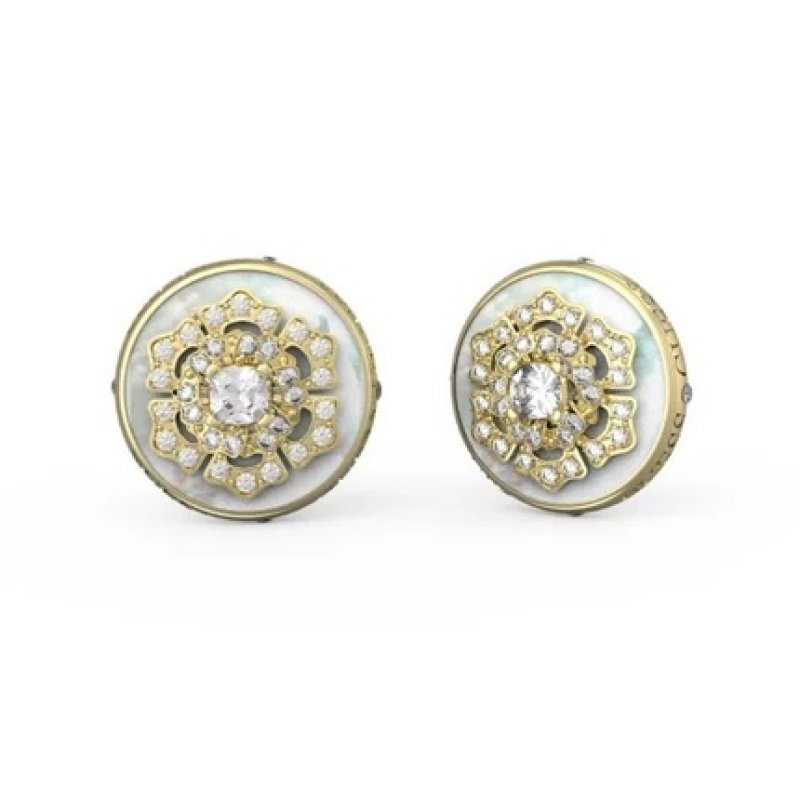 Guess La Fleur Gold Plated Steel Flower Earrings