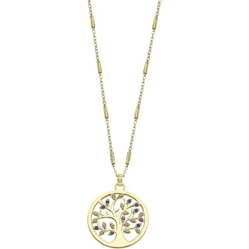 Lotus Silver Necklace Femme Argent Doré Arbre De Vie Empierré - Lp1890-1/2
