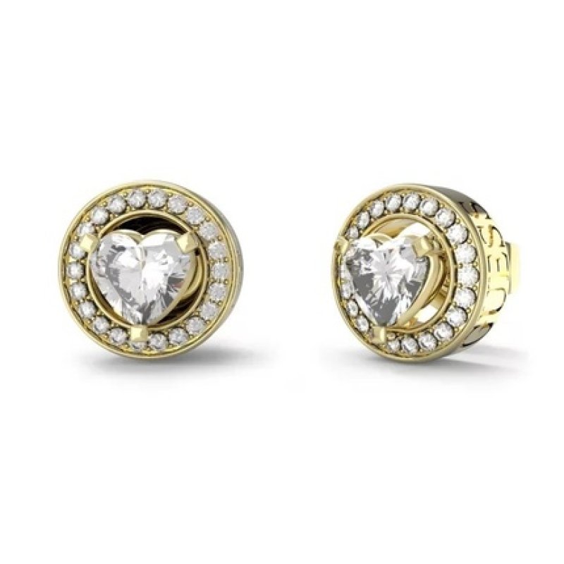 Guess Mama Non Mama Romantic Gold Plated Clear Zircon Earrings