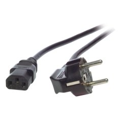 EFB Netzleitung Netzkabel Schutzkontakt 90Grad auf C13 180Grad 3 Meter Schwarz 3x1.00mm
