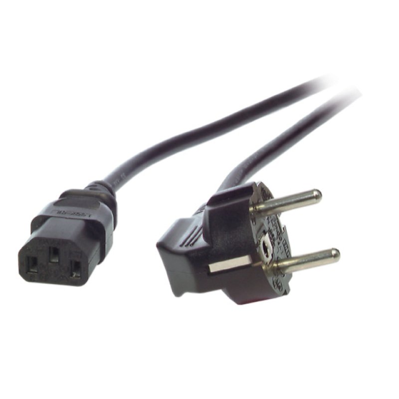 EFB Netzleitung Netzkabel Schutzkontakt 90Grad auf C13 180Grad 3 Meter Schwarz 3x1.00mm