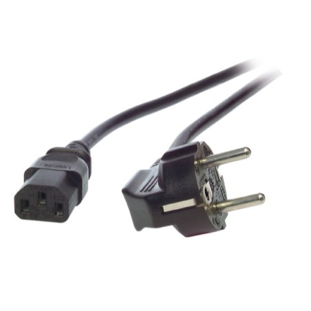 EFB Netzleitung Netzkabel Schutzkontakt 90Grad auf C13 180Grad 3 Meter Schwarz 3x1.00mm