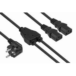 Kabelmeister SK0136-S020 power cable Black 2 m Power plug type E F 2 x C13 coupler