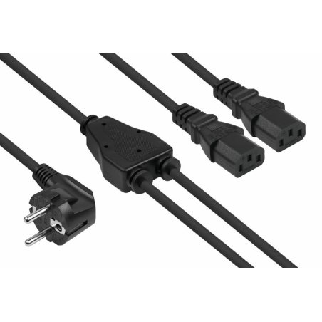 Kabelmeister SK0136-S020 power cable Black 2 m Power plug type E F 2 x C13 coupler