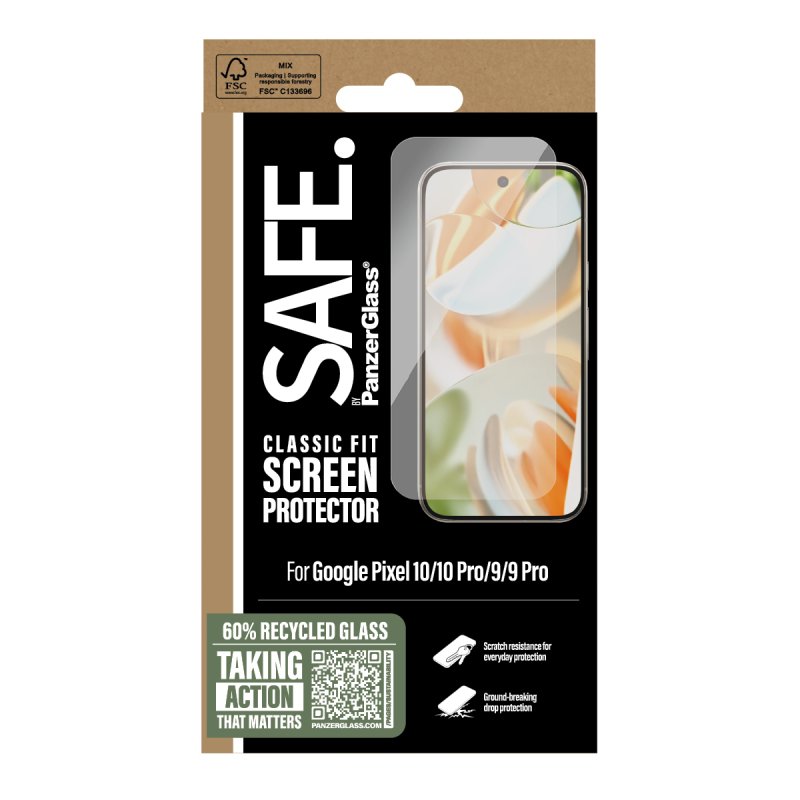 PanzerGlass SAFE. by Screen Protector Google Pixel 10 | 10 Pro | 9 | 9 Pro | Classic Fit