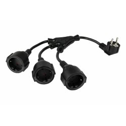 Kabelmeister SK0103-S002 power cable Black 0.2 m Power plug type E F 3 x C13 coupler
