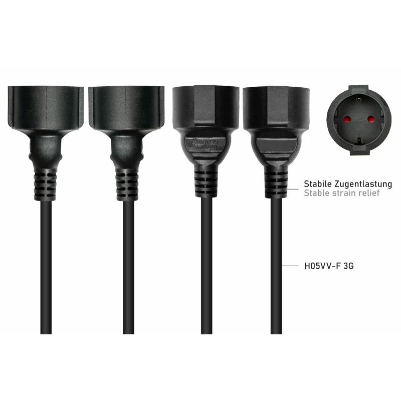 Kabelmeister SK0103-S002 power cable Black 0.2 m Power plug type E F 3 x C13 coupler