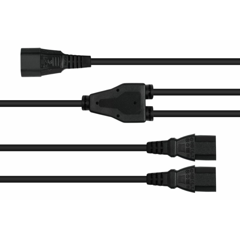 kabelmeister Y-Kaltgeräteverlängerung C14- 2xC13 schw. 0,3m