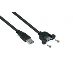 kabelmeister USB3.0 Verläng. A St.-A Einbau UL schwarz 1m
